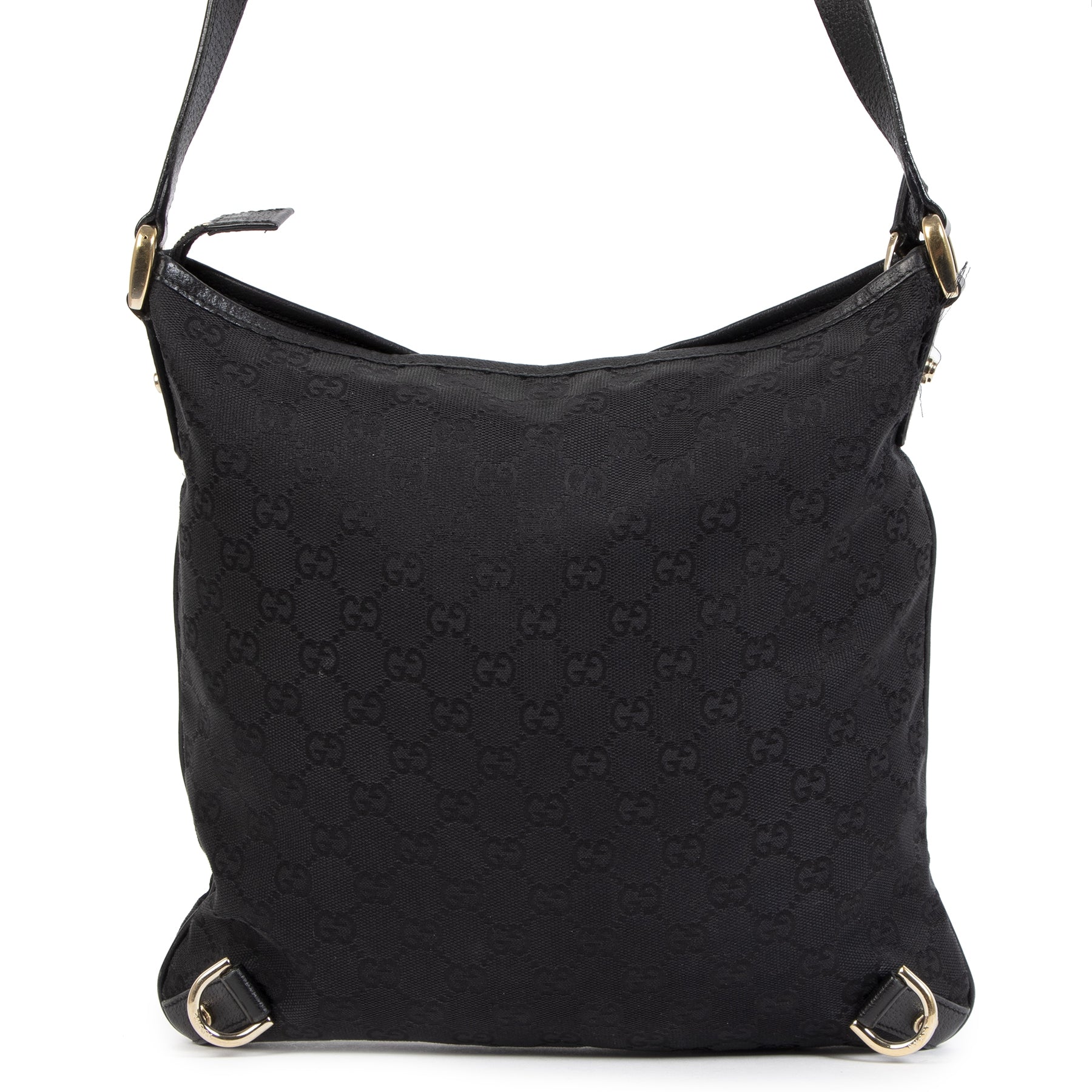 Authentic secondhand Gucci Black GG Canvas Abbey Crossbody Bag designer bags accessories shoes clothing luxury vintage webshop fashion safe secure online shopping worldwide shipping