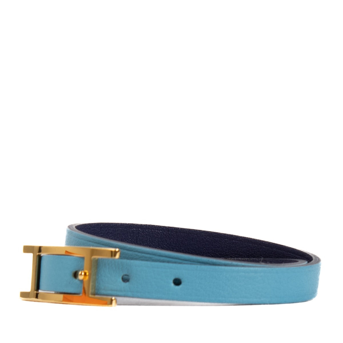 Bracelet Hermès Behapi en cuir Swift bleu Jean/bleu Navy - Taille T3