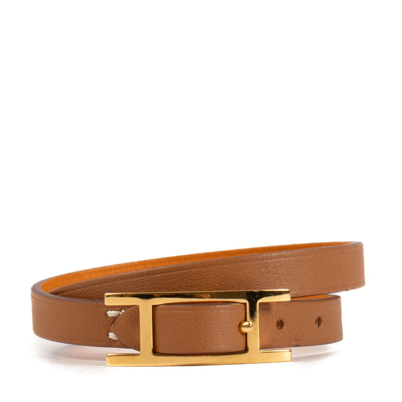 Hermès Gold/Orange Swift Behapi Bracelet