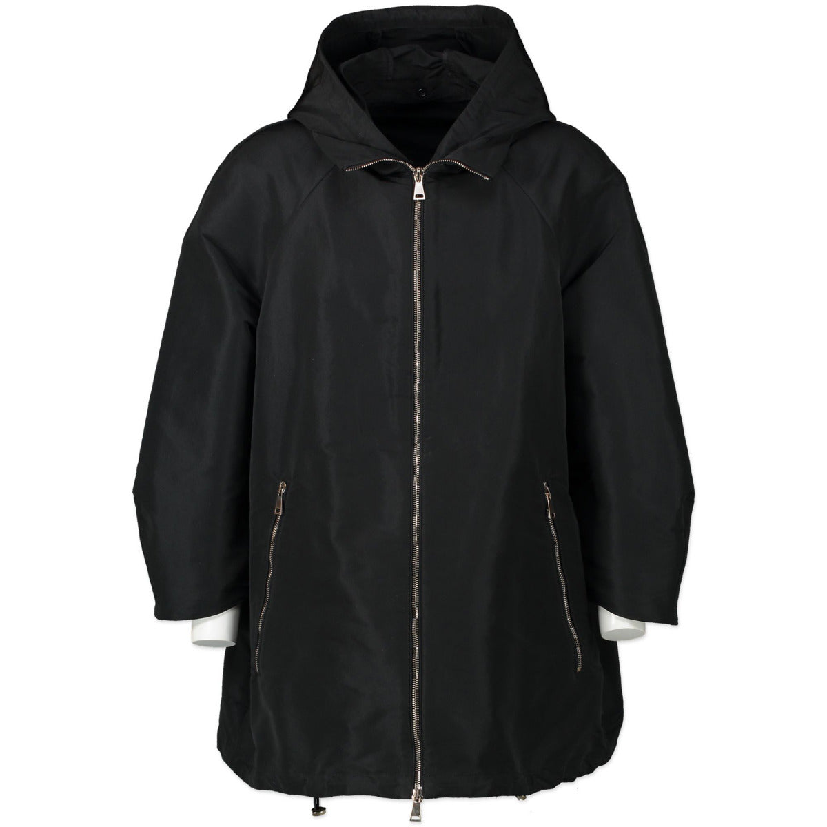Moncler black rain coat for the best price with detachable hood