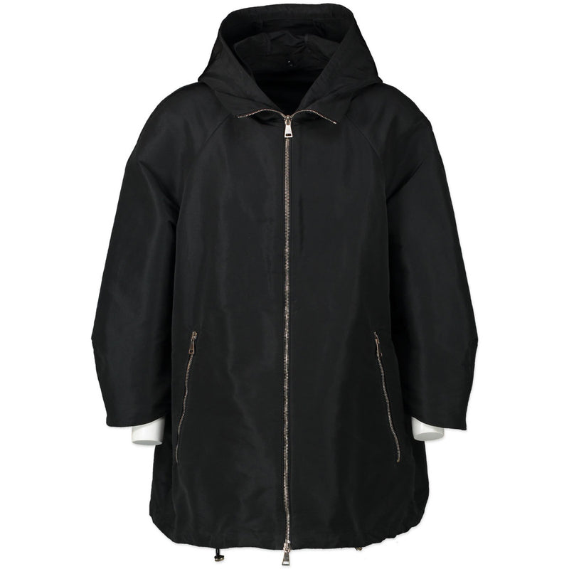 Moncler black rain coat for the best price with detachable hood