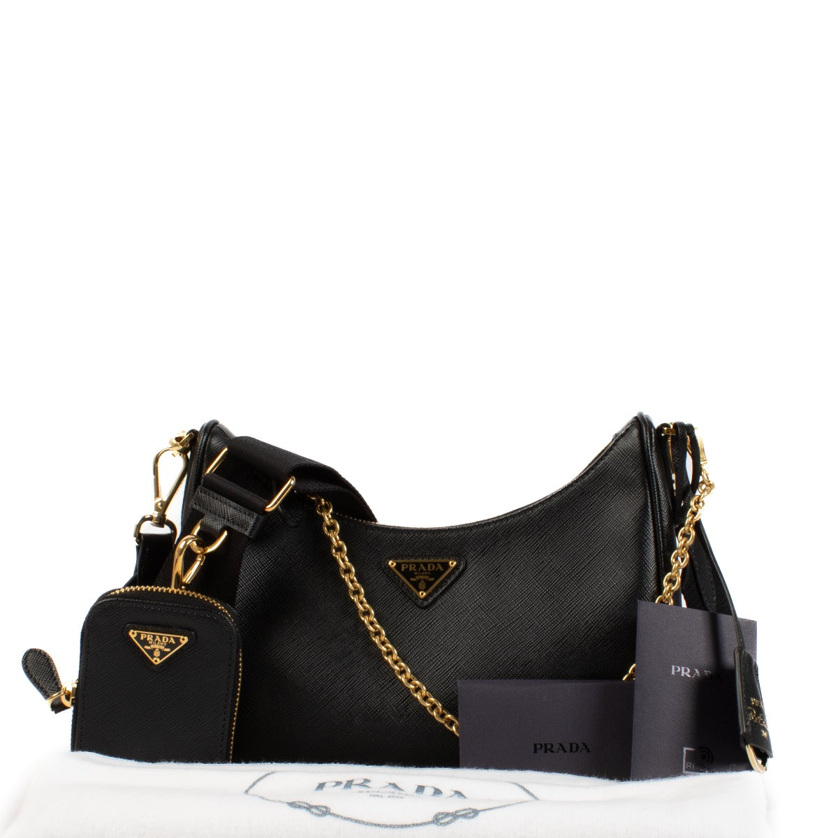 shop 100% authentic second hand Prada Black Re-Edition 2005 Saffiano Bag on Labellov.com