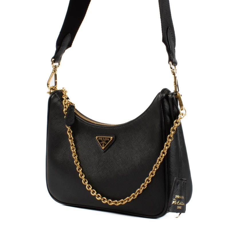 shop 100% authentic second hand Prada Black Re-Edition 2005 Saffiano Bag on Labellov.com