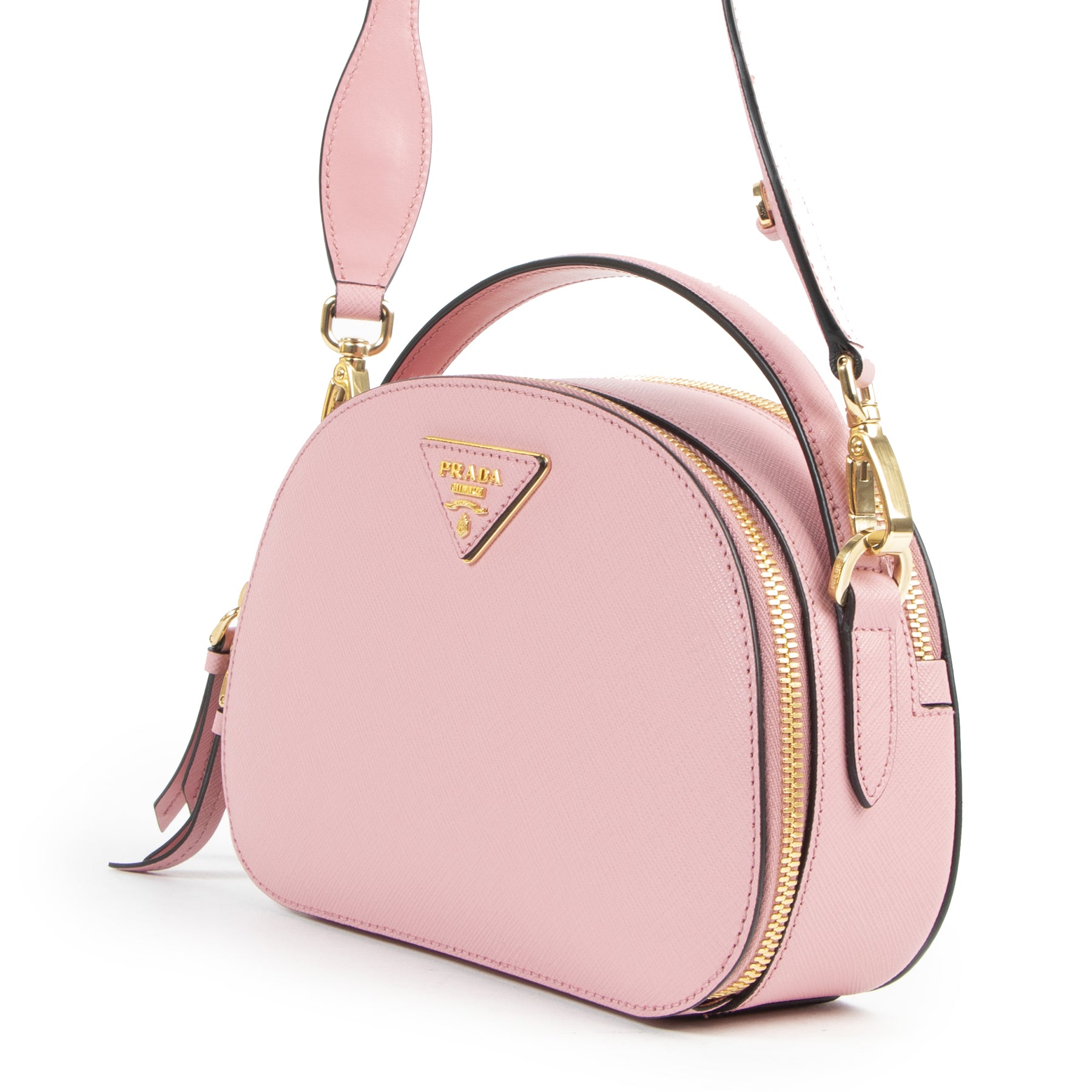 Authentic secondhand Prada Pink Saffiano Leather Odette Bag designer bags fashion luxury vintage webshop safe secure online shopping