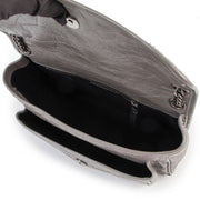 Shop safe online authentic Saint Laurent Grey Crinkled Leather Niki Medium Crossbody Bag.