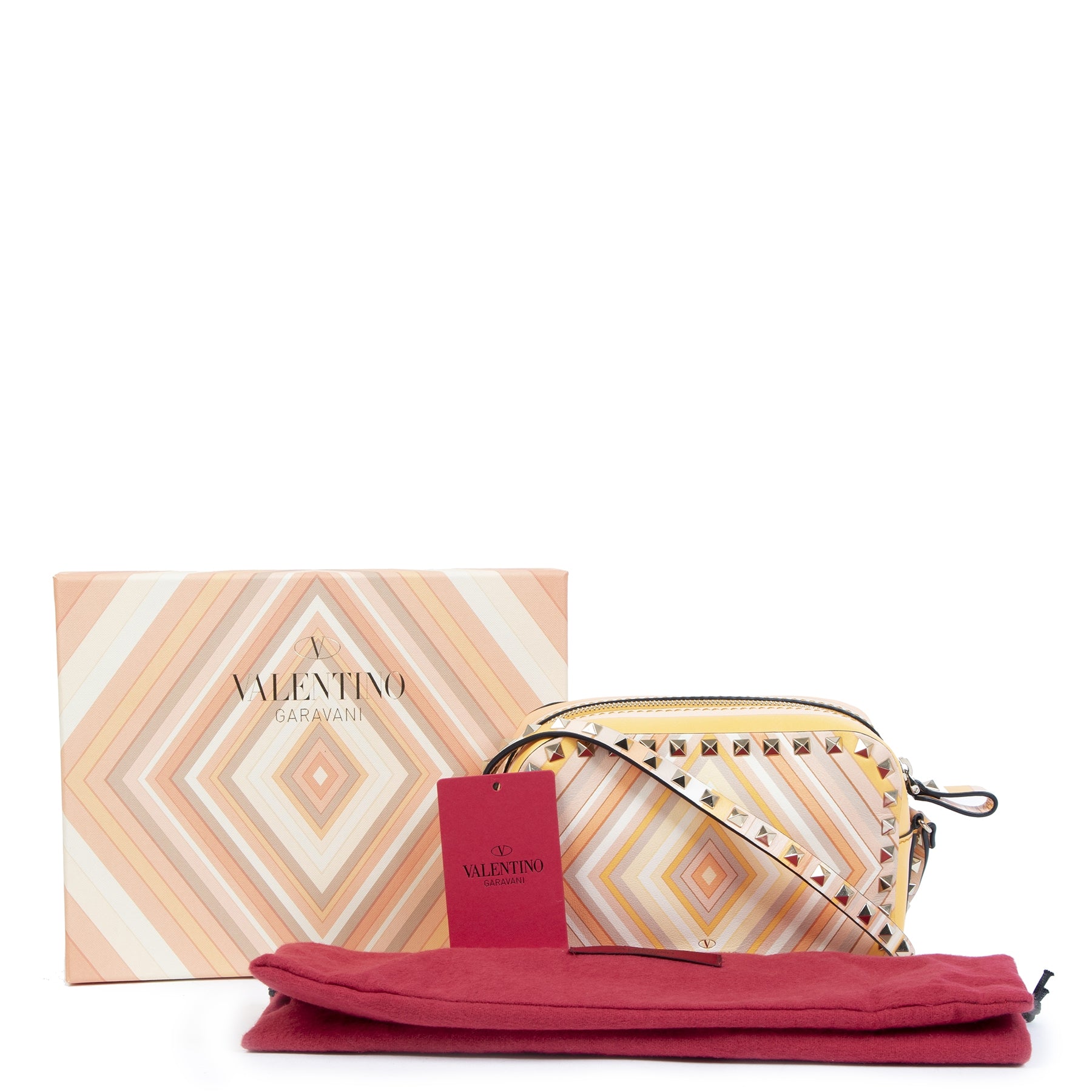 Valentino Rockstud 1975 Camera Calfskin Sorbet Leather Cross Body Bag