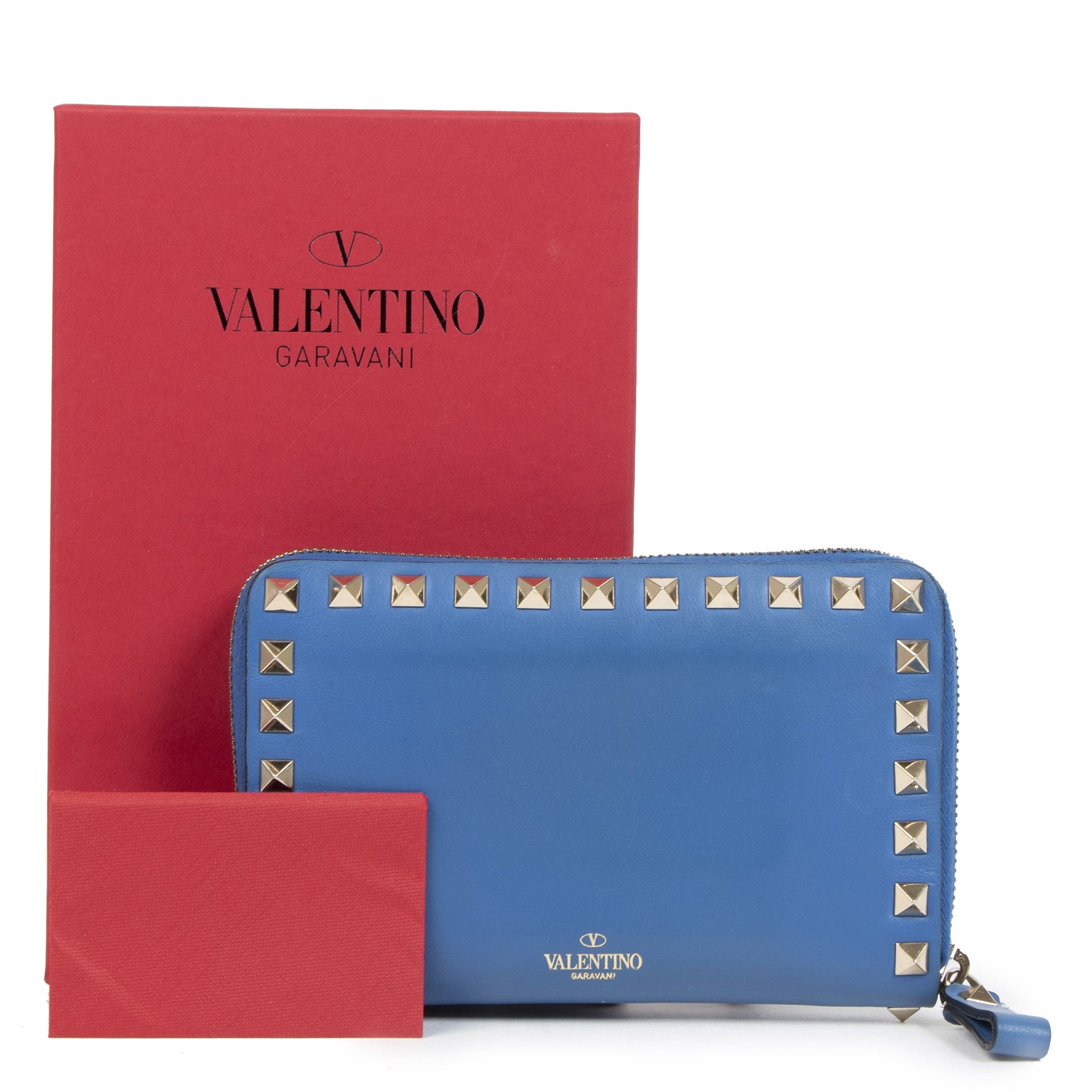 Valentino Garavani Blue Continental Zip-Around Wallet for sale online