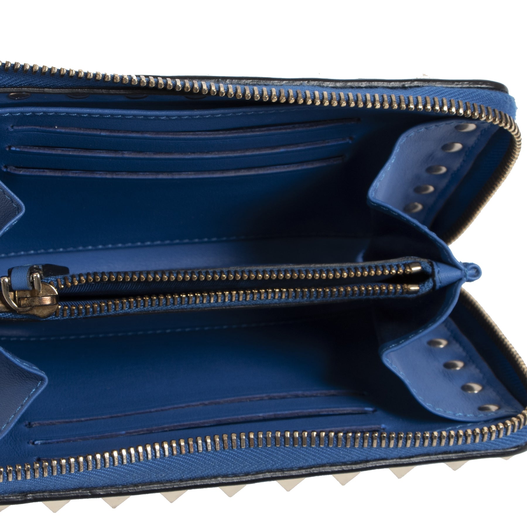 Valentino Garavani Blue Continental Zip-Around Wallet for the best price at Labellov secondhand luxury