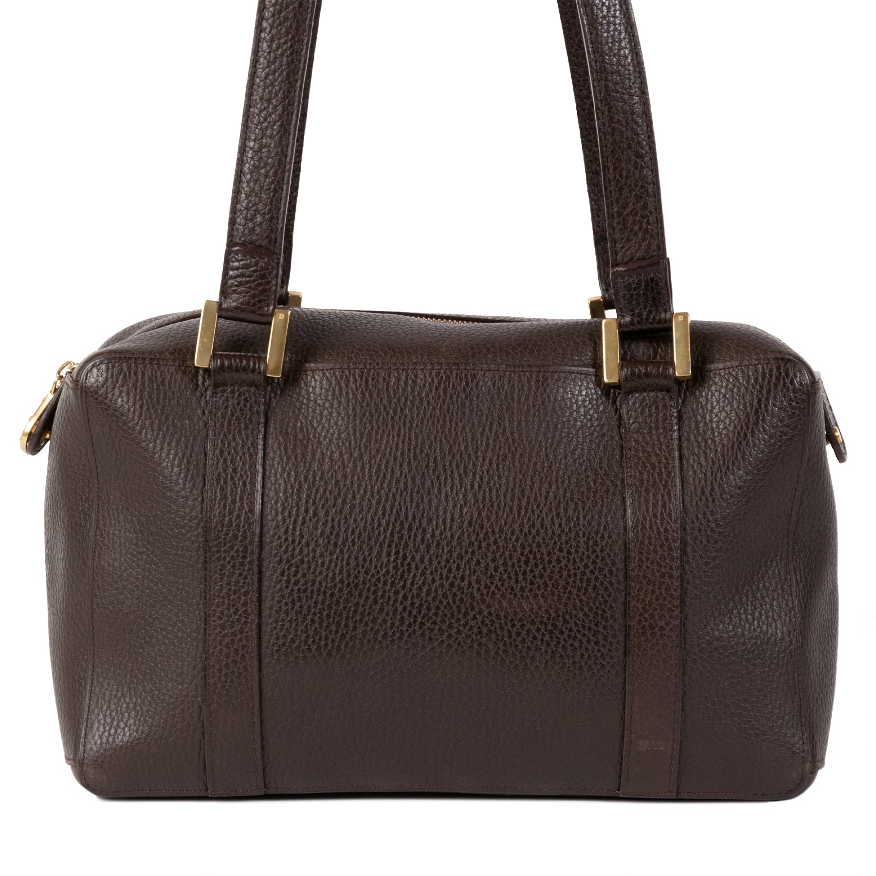 Authentieke Tweedehands Delvaux Dark Brown Front Pockets Shoulder Bag juiste prijs veilig online shoppen luxe merken webshop winkelen Antwerpen België mode fashion