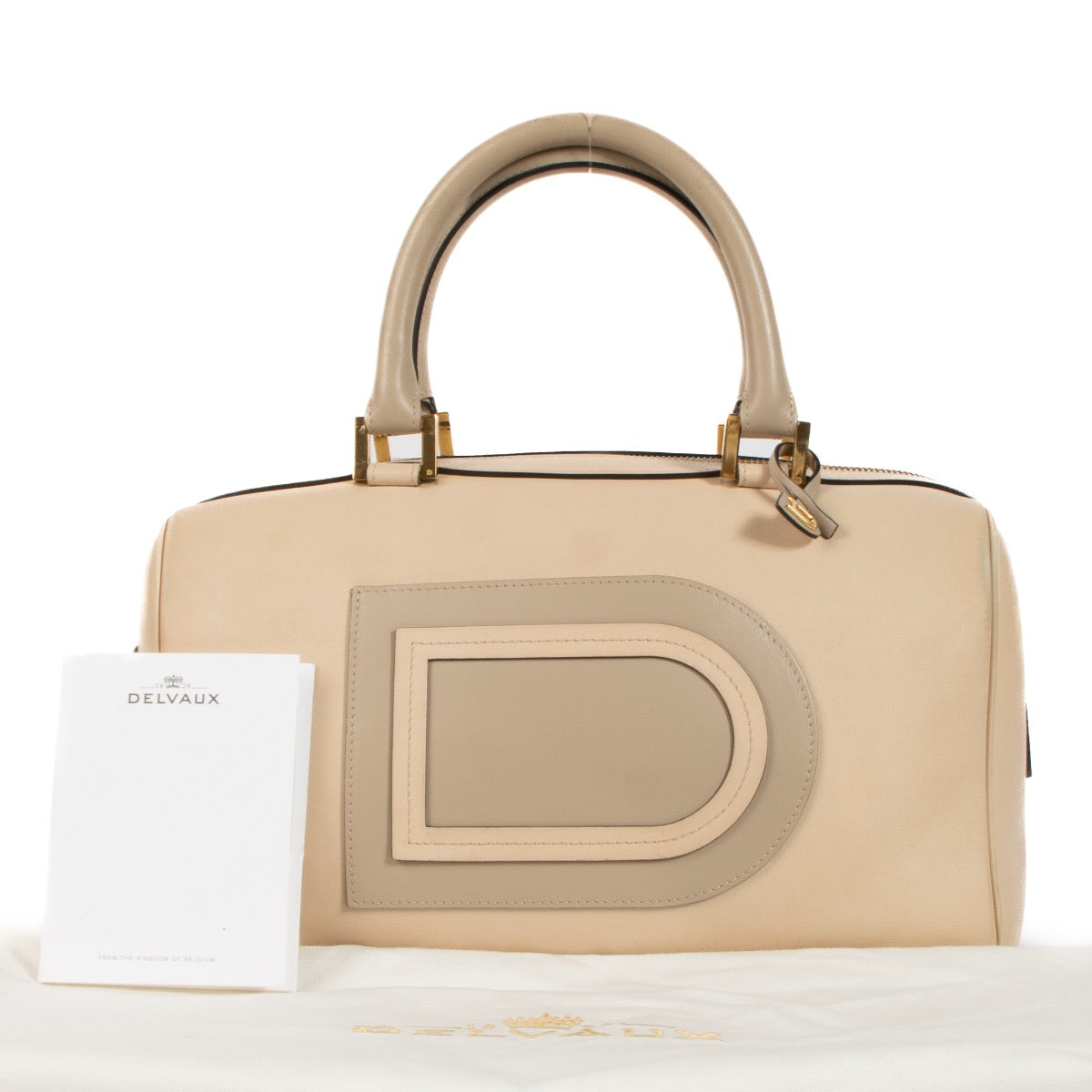 Shop 100% authentic secondhand Delvaux Bicolore Nude/Sand Allure Louise Boston Bag on Labellov.com