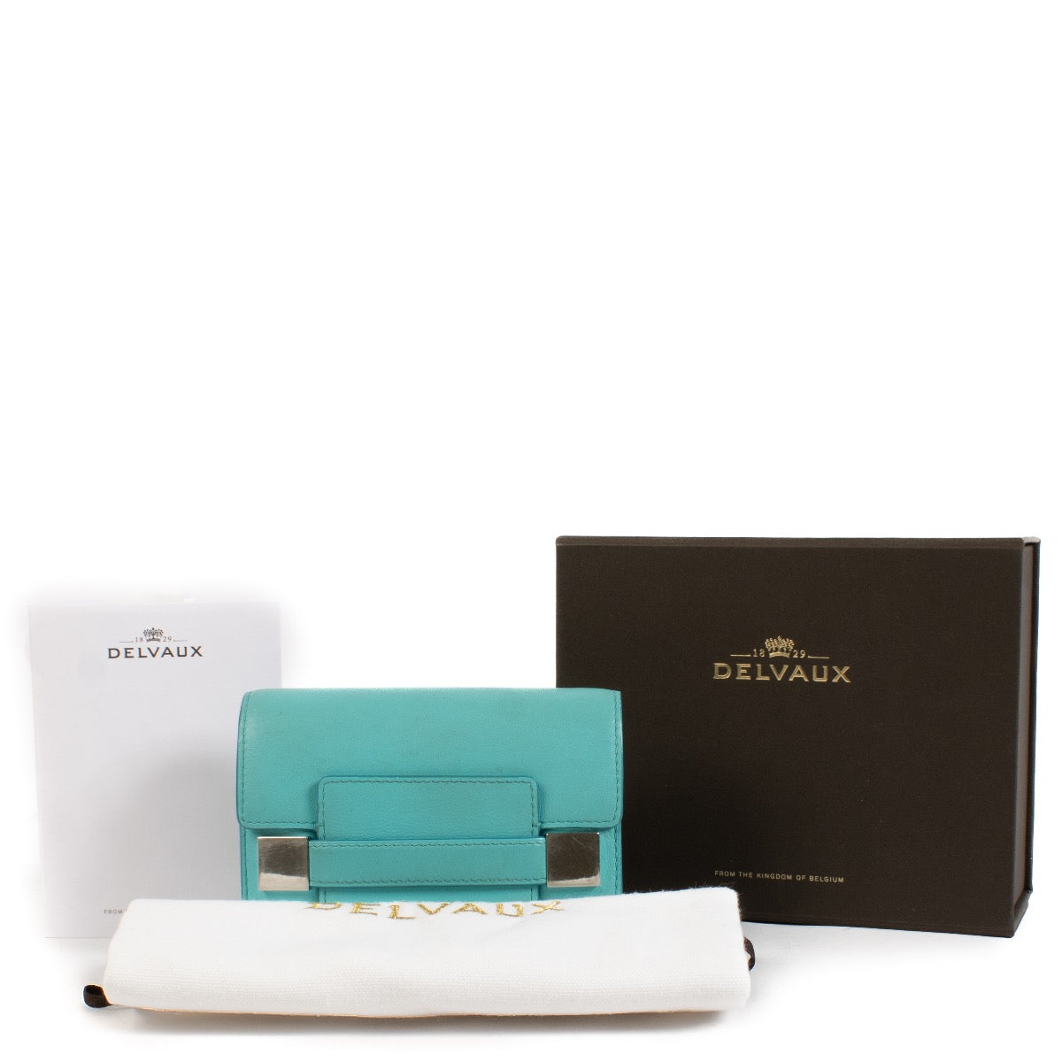 shop 100% authentic second hand Delvaux Madame Compact Calf Souple Turquoise Wallet on Labellov.com