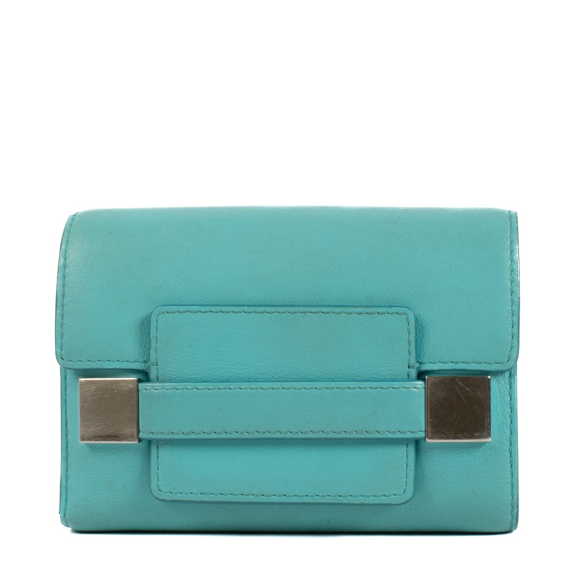 shop 100% authentic second hand Delvaux Madame Compact Calf Souple Turquoise Wallet on Labellov.com