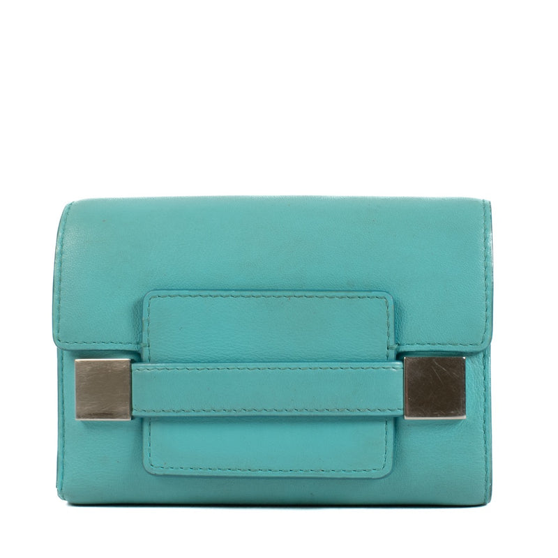 shop 100% authentic second hand Delvaux Madame Compact Calf Souple Turquoise Wallet on Labellov.com