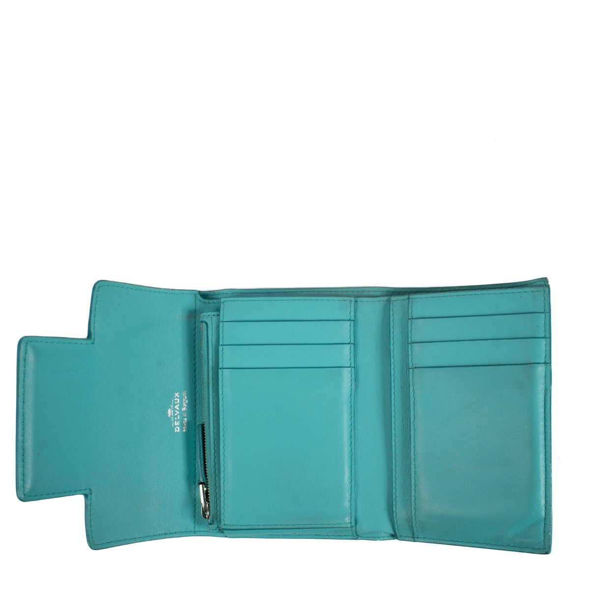shop 100% authentic second hand Delvaux Madame Compact Calf Souple Turquoise Wallet on Labellov.com