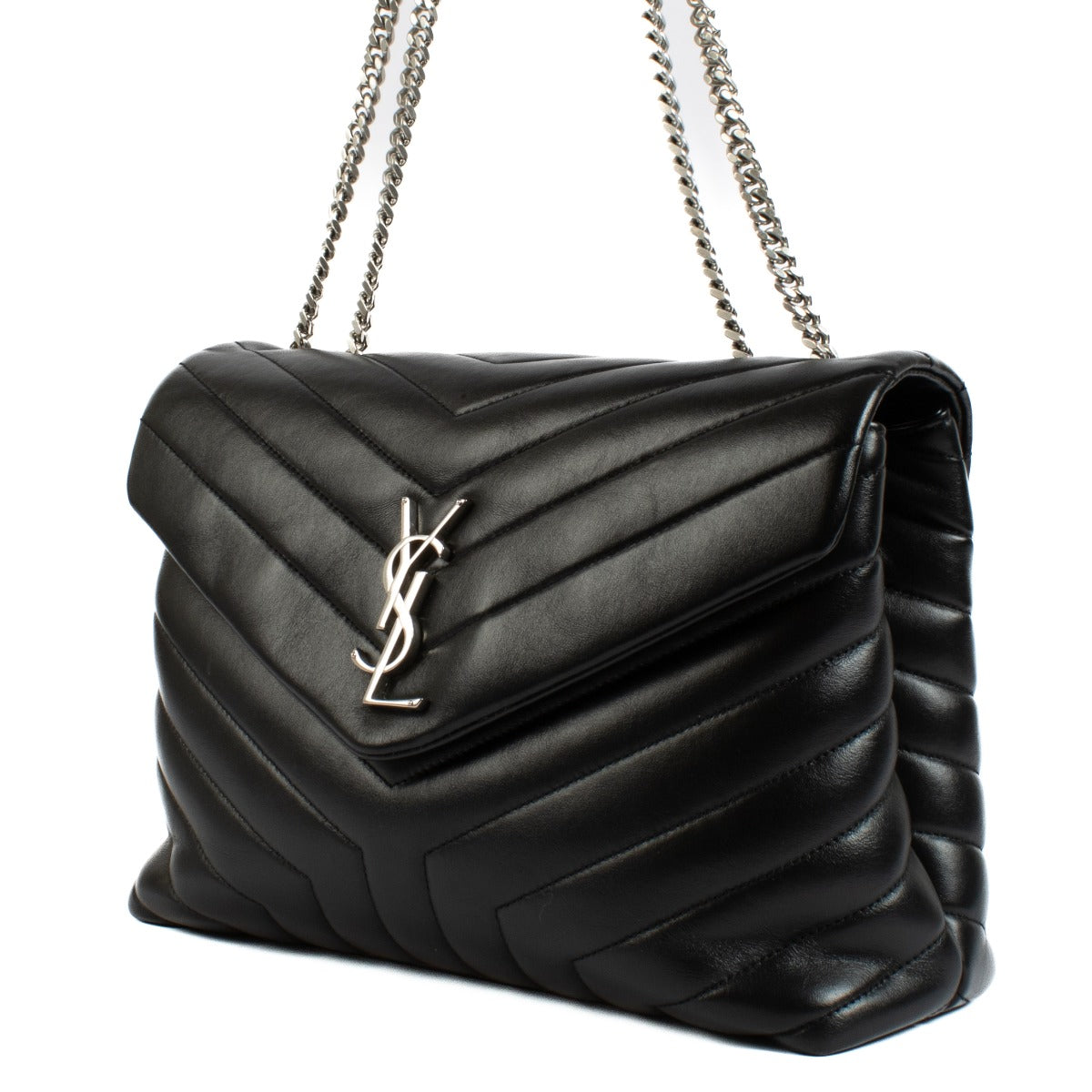 Saint Laurent Black Quilted Leather Medium Loulou Bag