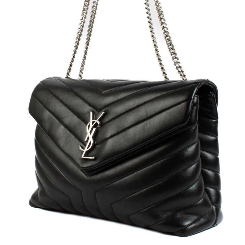 Saint Laurent Black Quilted Leather Medium Loulou Bag