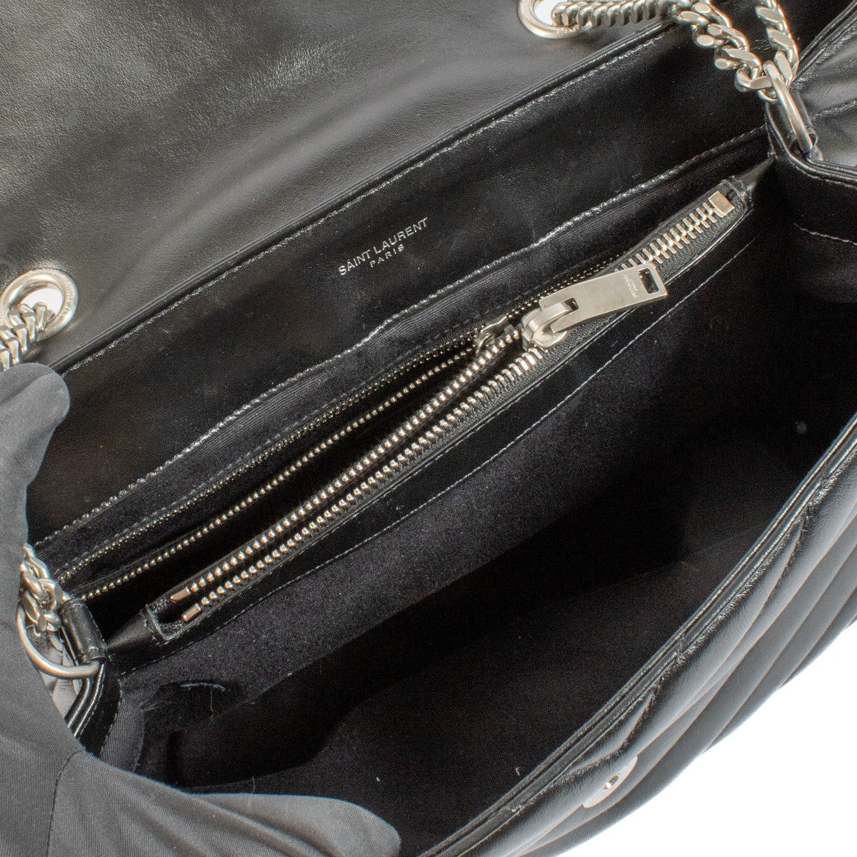 Saint Laurent Black Quilted Leather Medium Loulou Bag