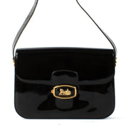 Celine Black Patent Leather Vintage Carriage Box Bag