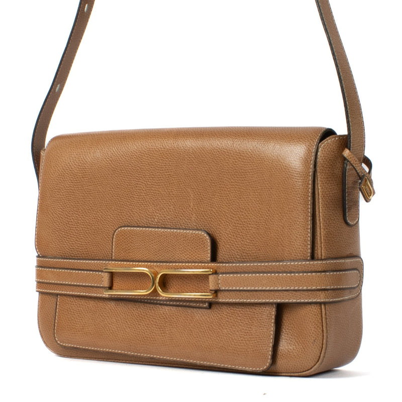 Delvaux Camel Leren Vintage Crossbody Tas
