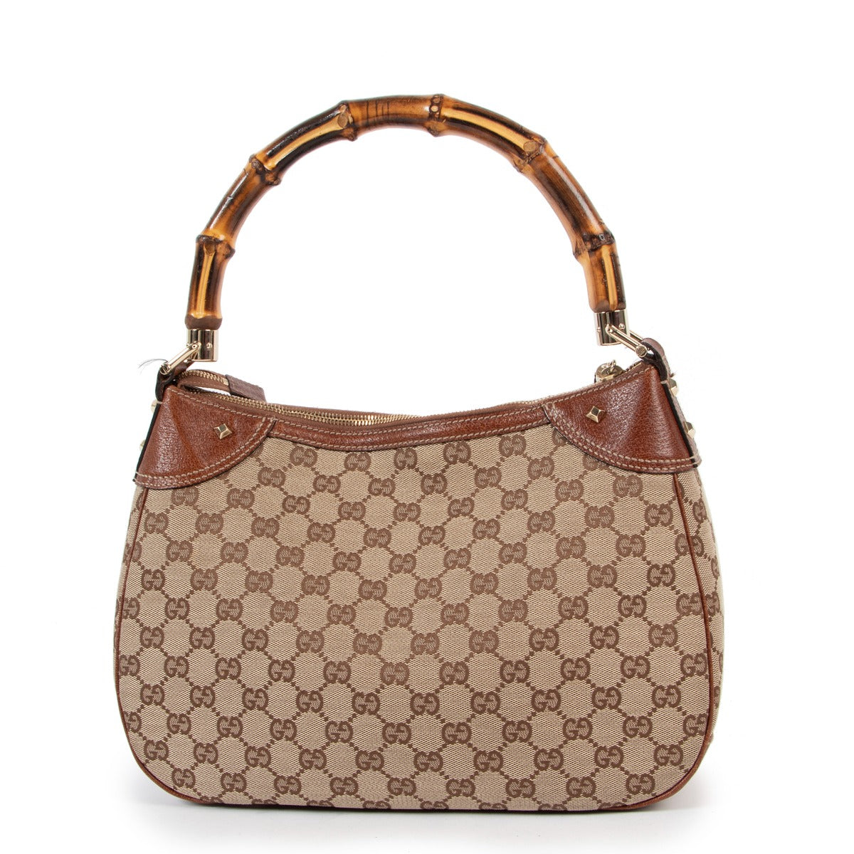 Shop online authentic second hand designer Gucci 137383 GG Canvas Bamboo Top Handle Bag for the best price on Labellov.