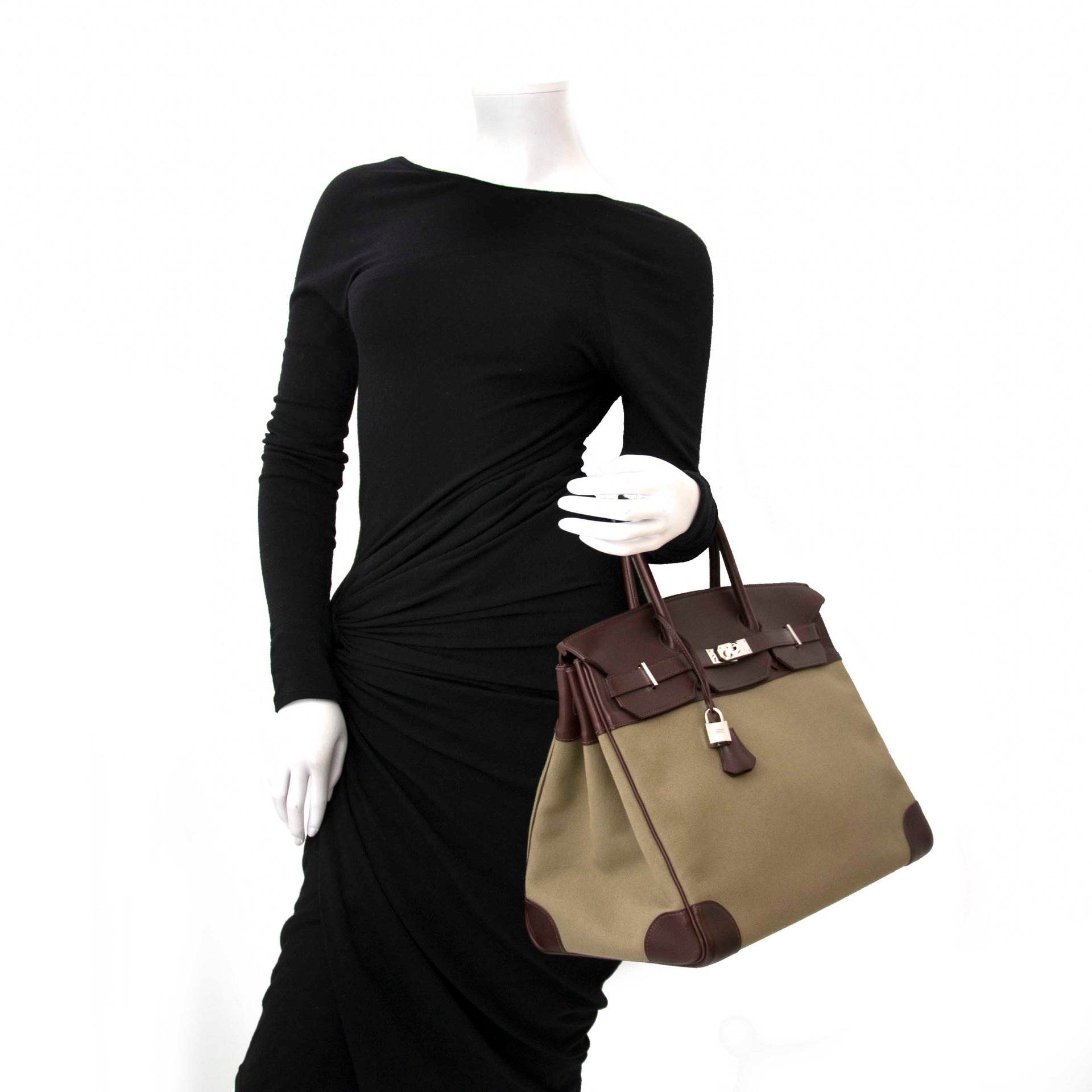 Hermès Birkin 40 Canvas Bicolor Toile/Cuir Swift PHW