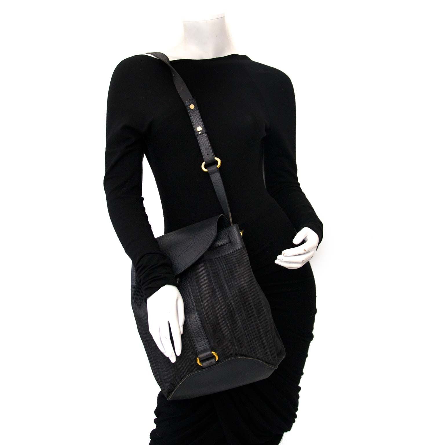 authentieke Delvaux toile de cuire schoudertas