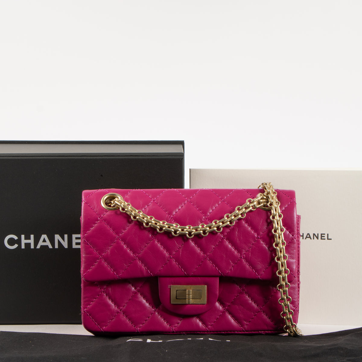 Chanel Fuchsia Aged Calfskin Mini 2.55 Reissue Bag