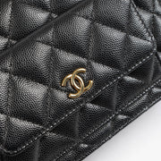 Shop authentic Chanel Black Caviar Front Pocket Wallet On Chain on Labellov.com.