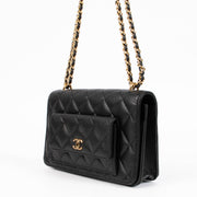 Shop authentic Chanel Black Caviar Front Pocket Wallet On Chain on Labellov.com.