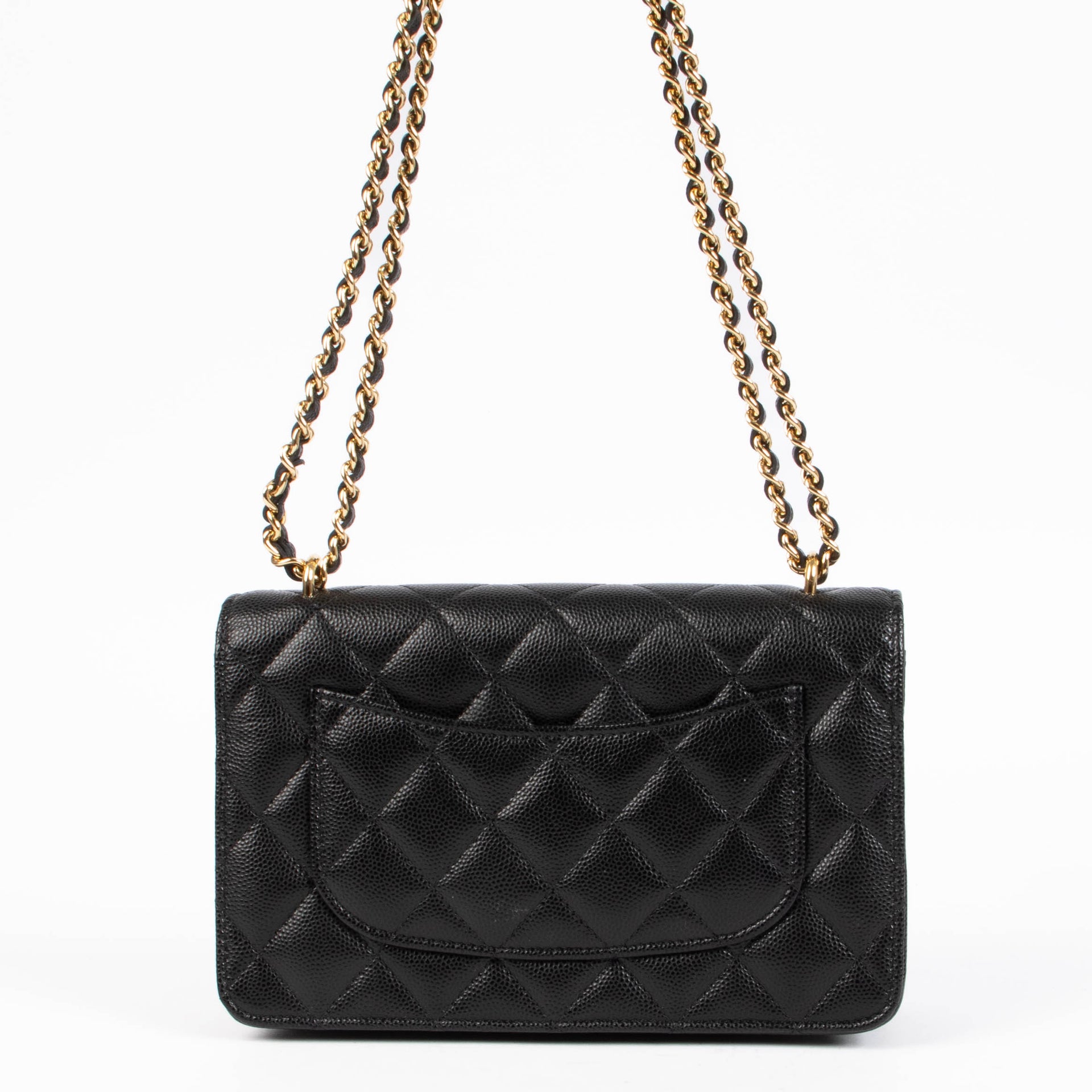 Shop authentic Chanel Black Caviar Front Pocket Wallet On Chain on Labellov.com.