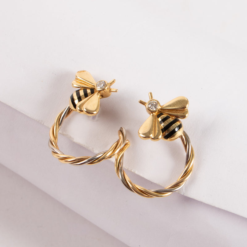 Shop this authentic Cartier Diamond Yellow Gold Bee Earrings pre-loved on Labellov.com