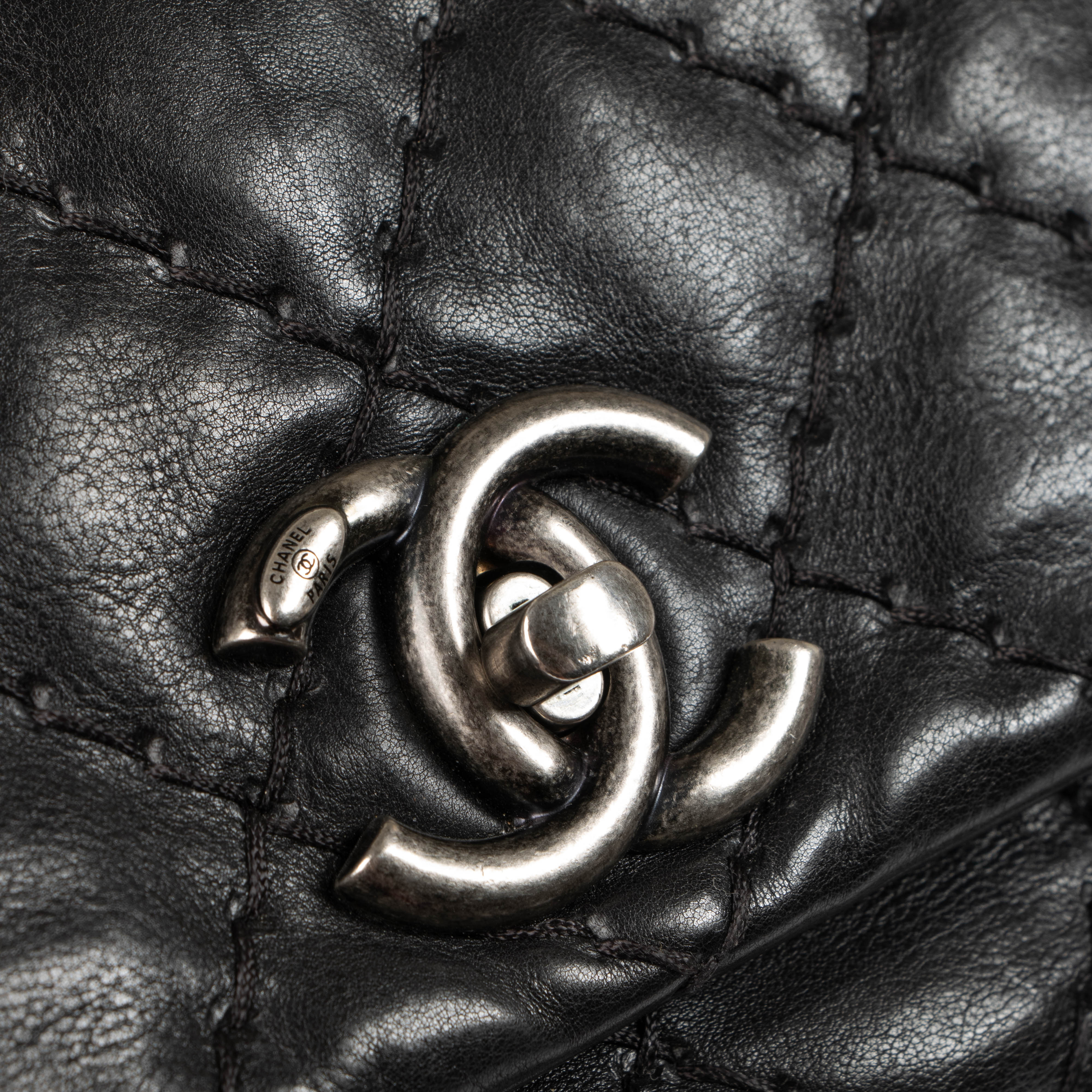 Chanel Black Wild Stitch Top Zip Flap Bag – Labellov