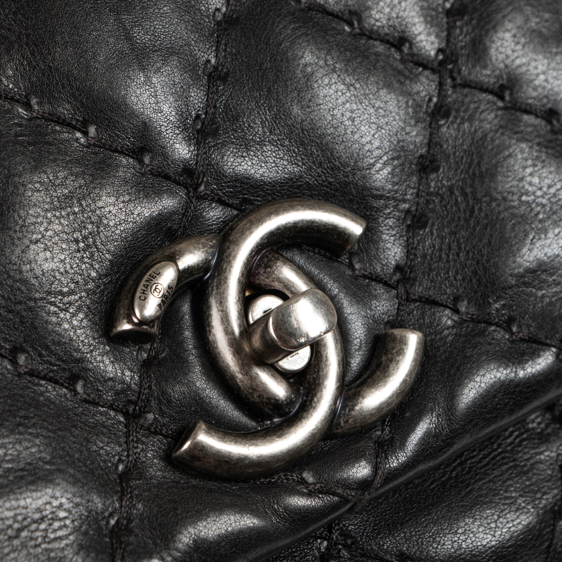 Shop this authentic Chanel Black Ultimate Stitch Top Zip Flap Bag pre-loved on Labellov.com 