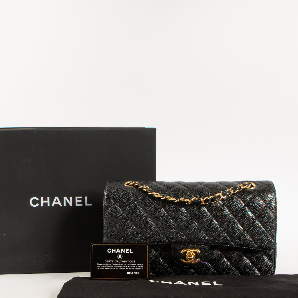 Shop this authentic luxury Chanel Black Caviar Medium Classic 11.12 Handbag Pre-Loved on Labellov.com