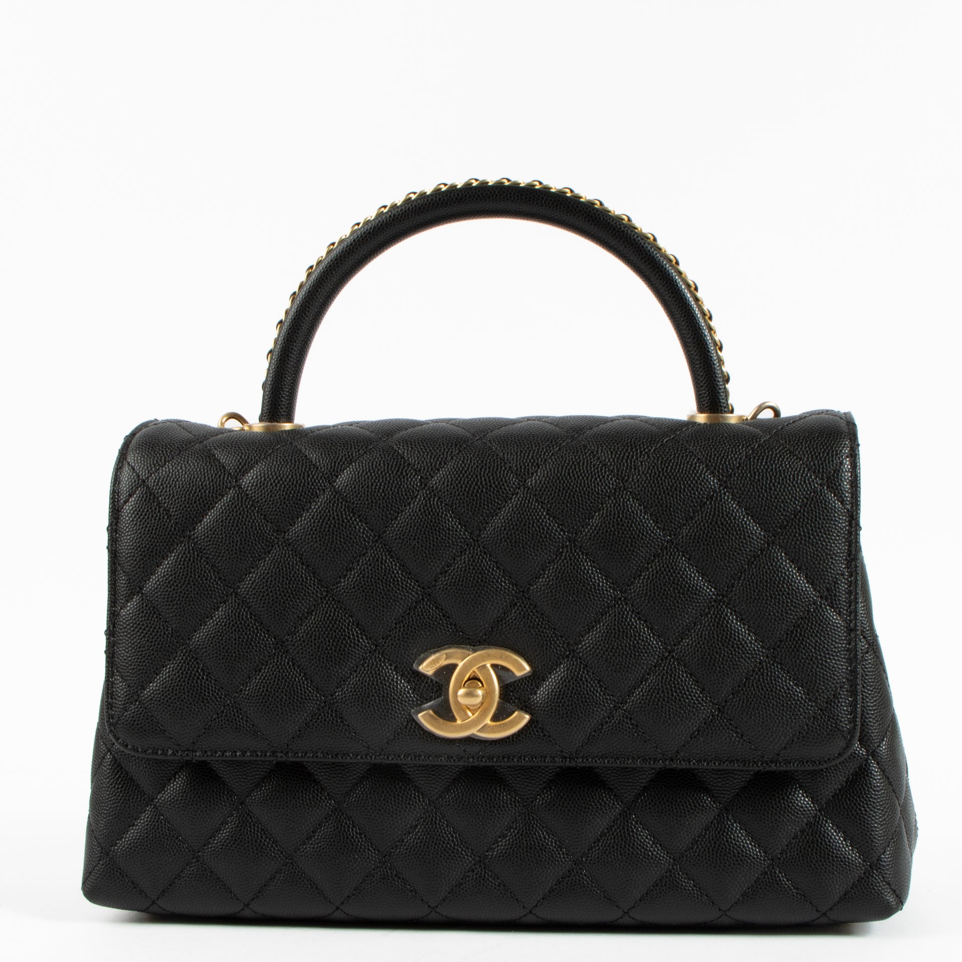 Shop the authentic Chanel Black Caviar Medium Coco Handle Bag on Labellov.com !
