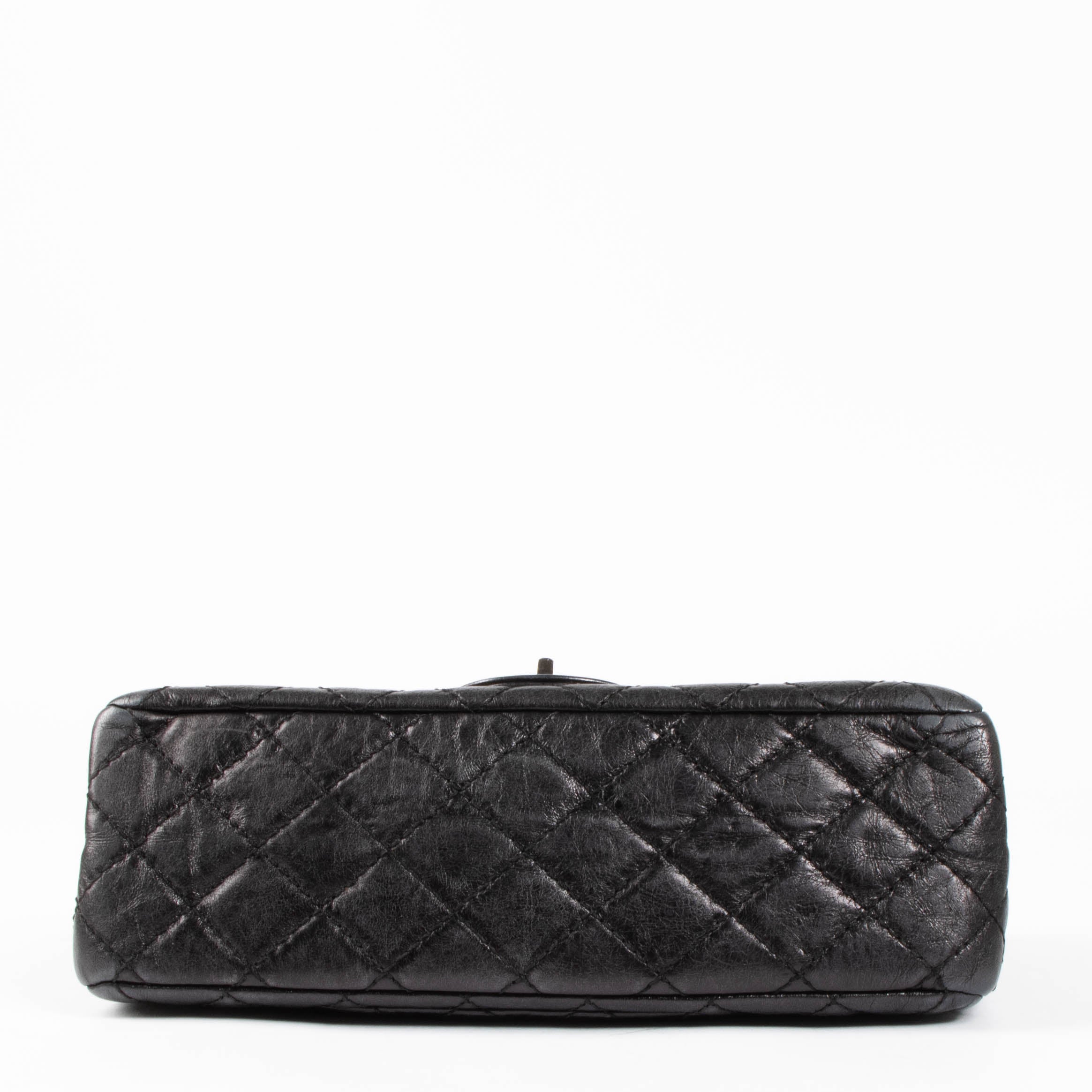 Chanel Black Aged Calfskin Medium 2.55 Reissue Bag with Micro