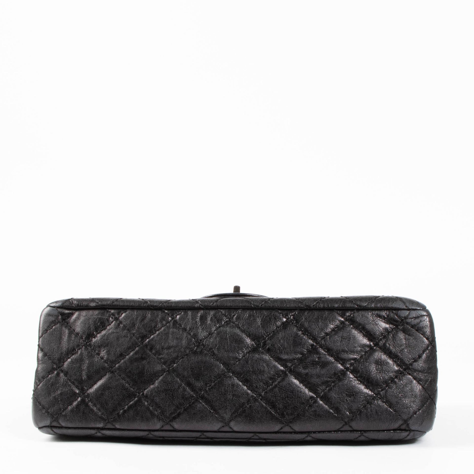 Shop this authentic Chanel Black Aged Calfskin Medium 2.55 Reissue Bag with Micro Pouch pre-loved on Labellov.com 