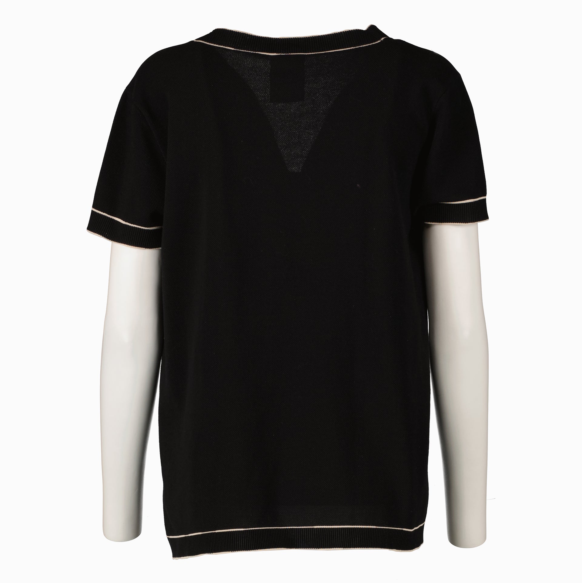 Shop this authentic Chanel Ribbed Knit Coco Mark Short Sleeve Top pre-loved on Labellov.com 