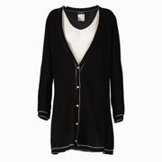 Shop this authentic Chanel Ribbed Knit Coco Mark Cardigan - size 40  pre-loved on Labellov.com 