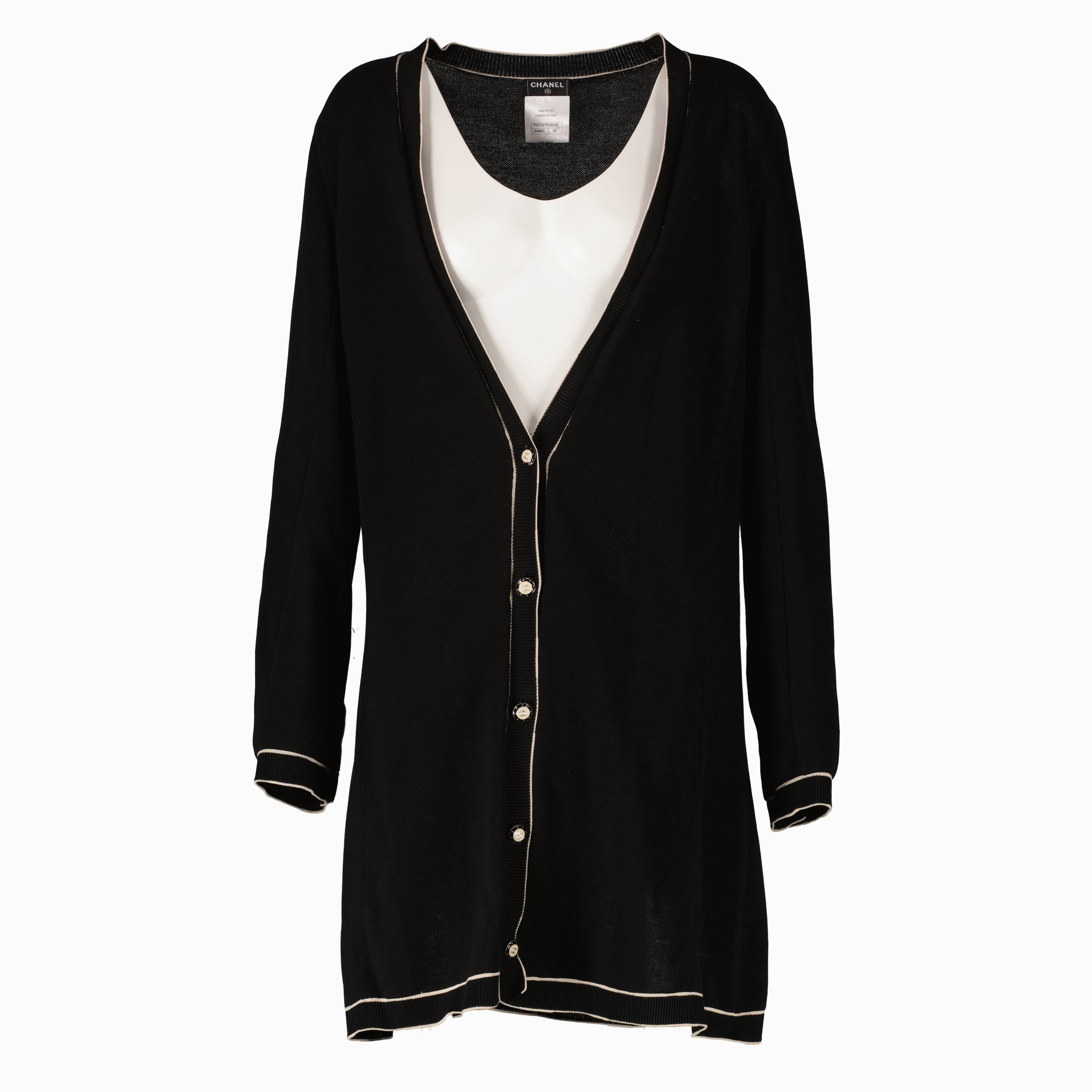 Shop this authentic Chanel Ribbed Knit Coco Mark Cardigan - size 40  pre-loved on Labellov.com 