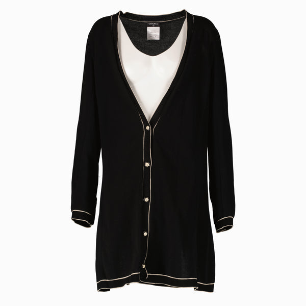 Chanel Ribbed Knit Coco Mark Cardigan - size 40 – Labellov