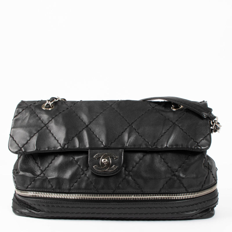 Shop this authentic Chanel Black Stitched Expandable Shoulder Bag pre-loved on Labellov.com 