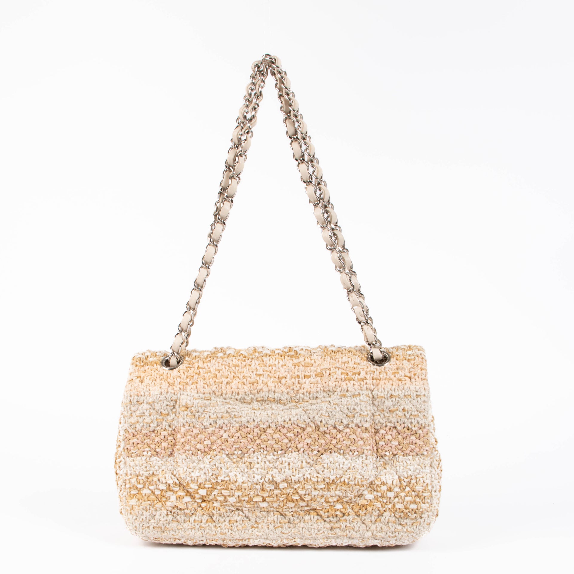Sac Chanel Classique 11.12 en tweed beige, taille moyenne