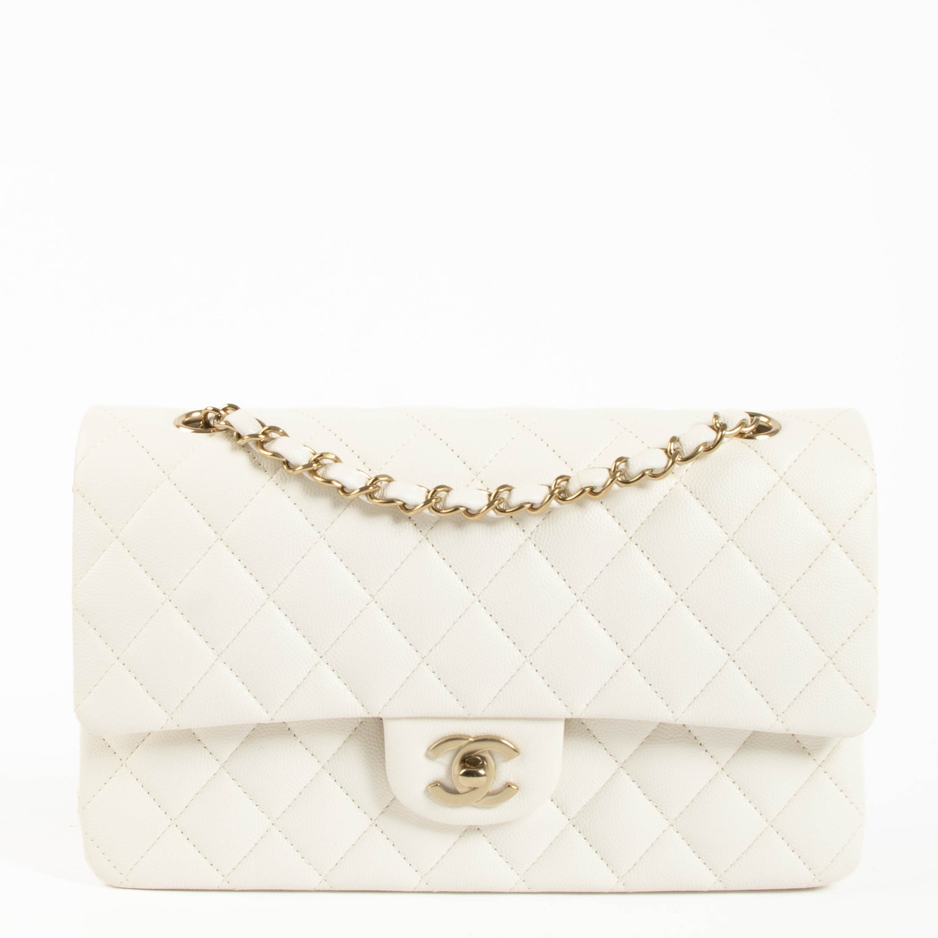Chanel White Cavair Medium Classic 11.12 Bag