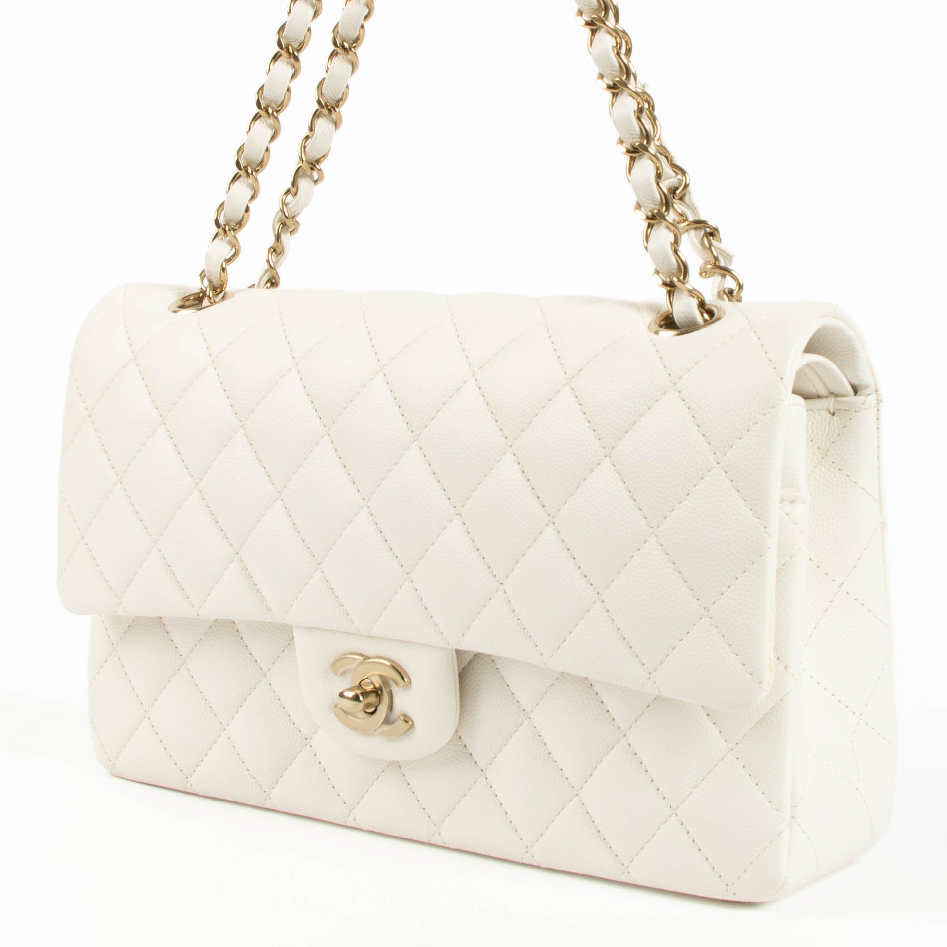 Chanel White Cavair Medium Classic 11.12 Bag