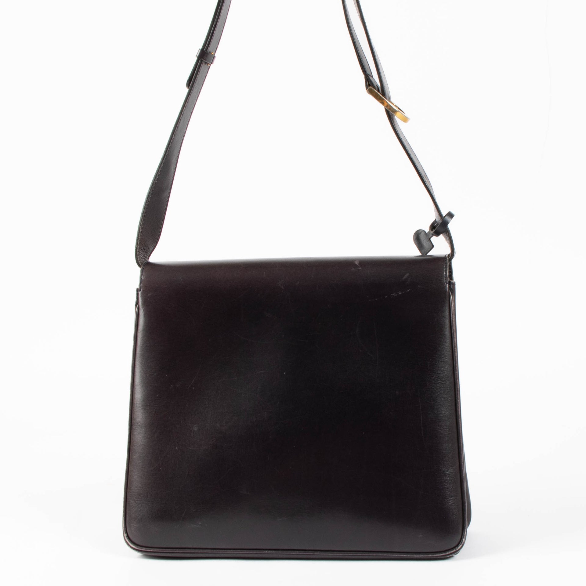 Shop this authentic Delvaux Vintage Brown Box Calf Festival Bag pre-loved on Labellov.com 