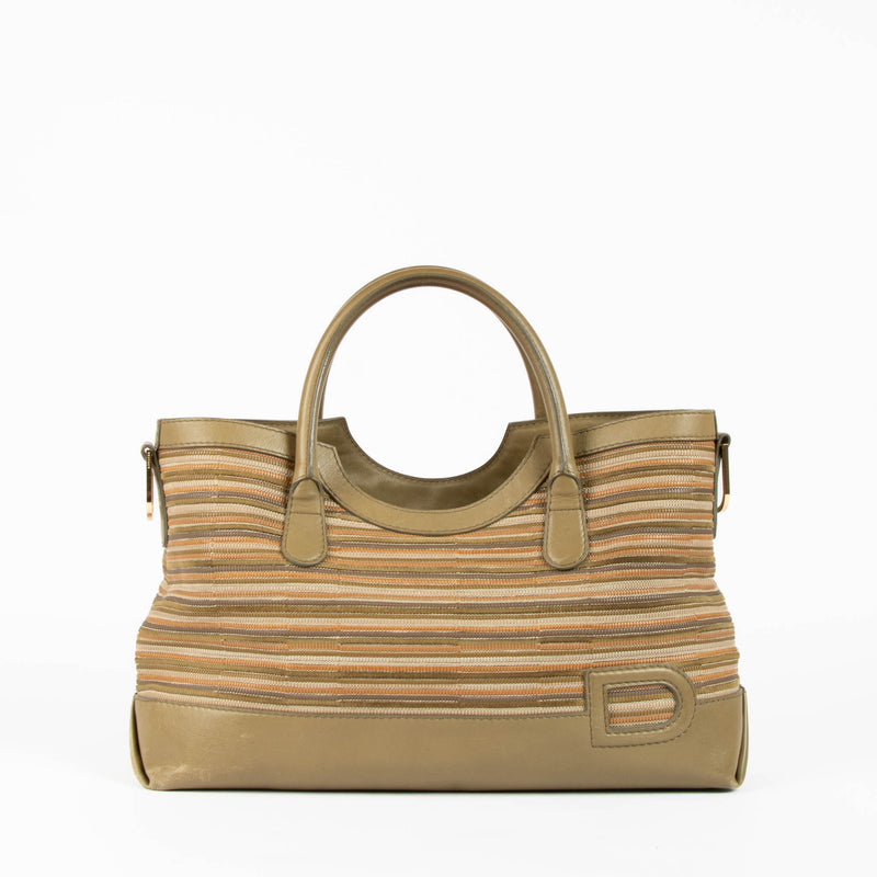 Shop this authentic Delvaux Brown Multicolor Toile de Cuir Palais Bag pre-loved on Labellov.com 