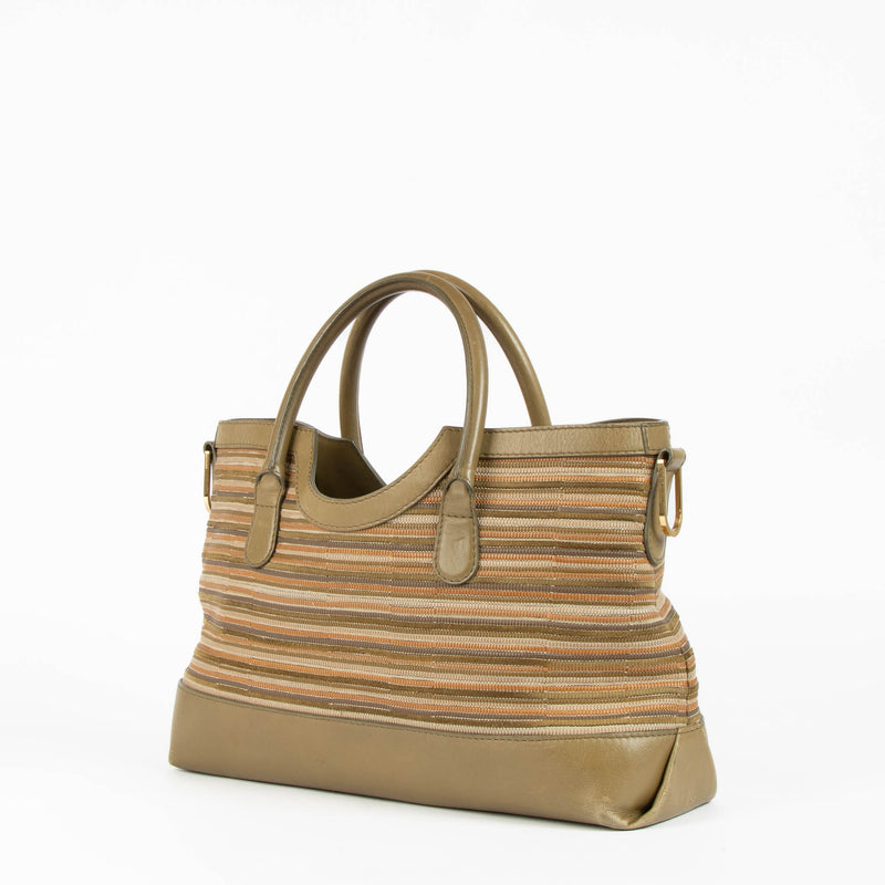 Shop this authentic Delvaux Brown Multicolor Toile de Cuir Palais Bag pre-loved on Labellov.com 