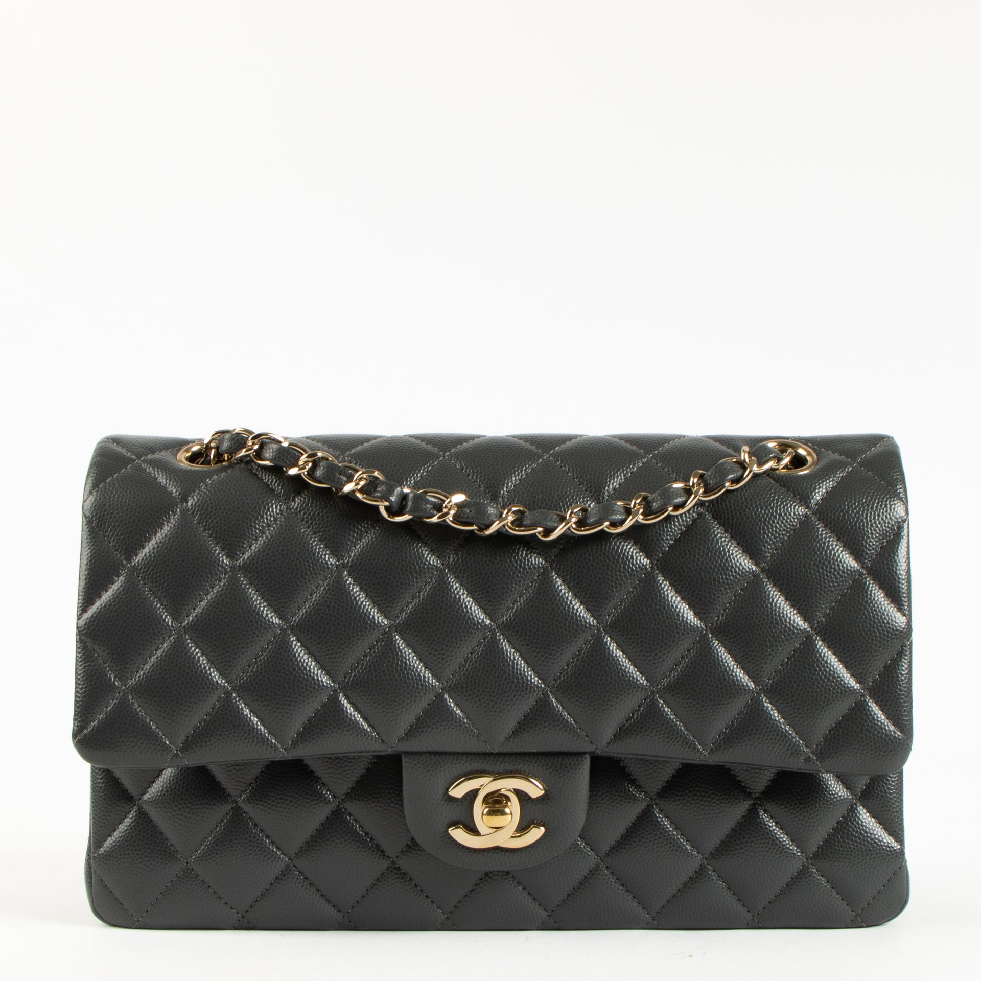 Shop the authentic Chanel Grey Caviar Classic 11.12 Handbag on Labellov.com !
