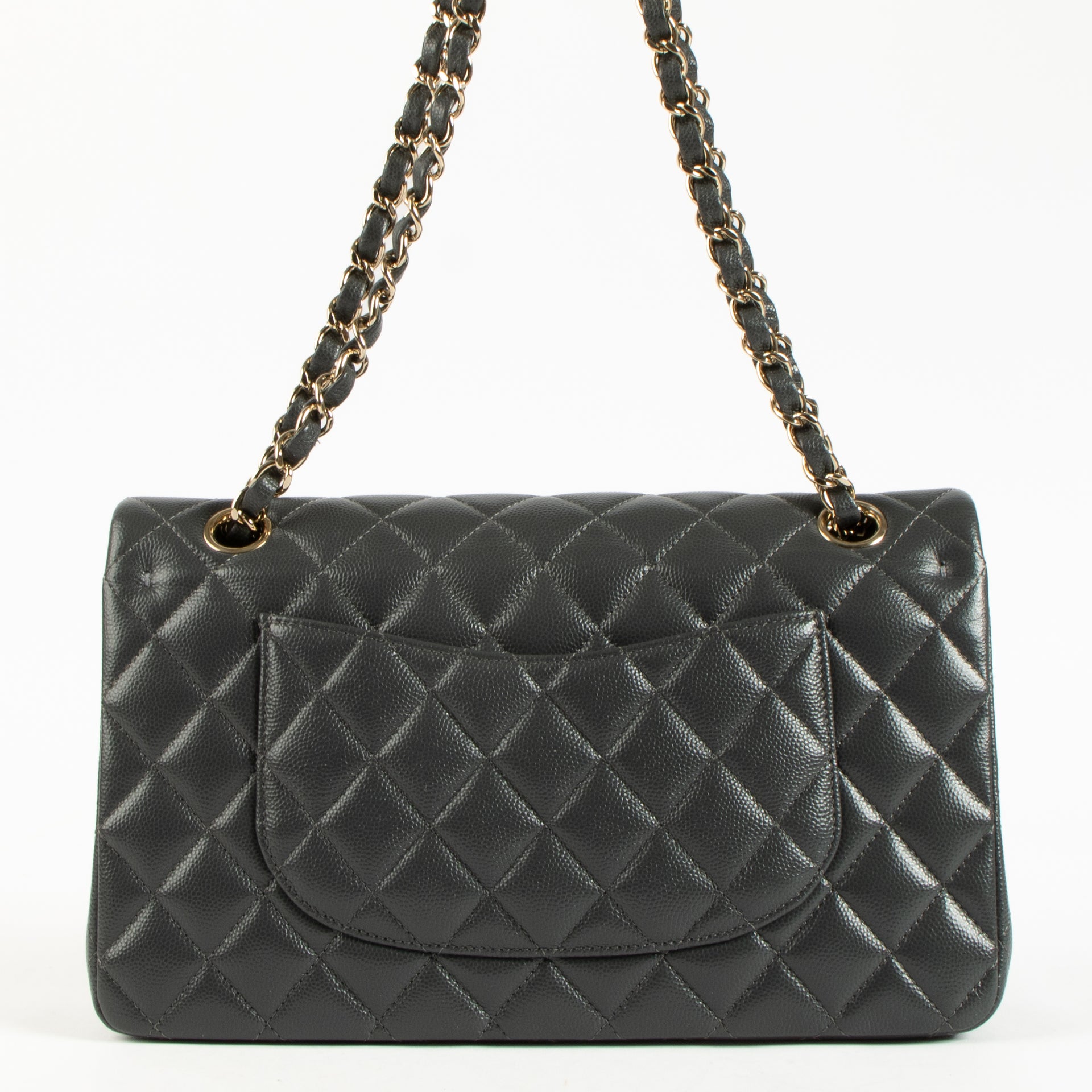 Shop the authentic Chanel Grey Caviar Classic 11.12 Handbag on Labellov.com !